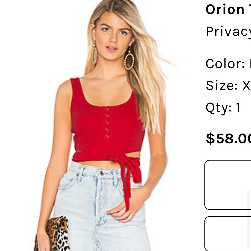 Privacy Please, Orian Tank. Red, Wrap Crop